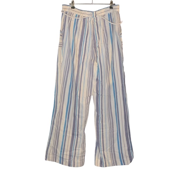 Beau Dawson White and Blue Striped Linen Blend Pants - Picture 3 of 4